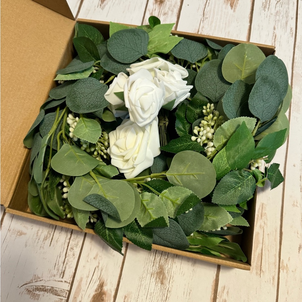 Ling's Moment 6.5 FT Artificial Seeded Eucalyptus & Rose Vine Greenery